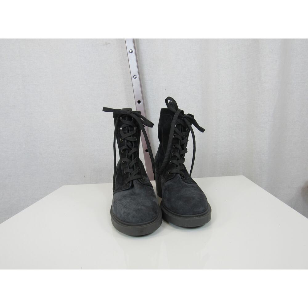 Gianvito Rossi Foster 45 Suede Ankle Boots Size 35 US 5 Black Leather Combat - Picture 2 of 7